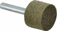 Grier Abrasives - 1" Head Diam x 3/4" Thickness, W219, Cylinder End, Aluminum Oxide Mounted Point - Green-Gray, Medium Grade, 35,100 RPM - Apex Tool & Supply