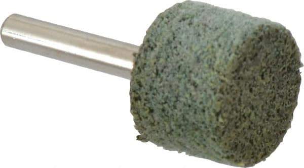 Grier Abrasives - 1" Head Diam x 3/4" Thickness, W219, Cylinder End, Aluminum Oxide Mounted Point - Green-Gray, Coarse Grade, 35,100 RPM - Apex Tool & Supply