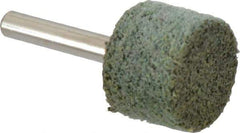 Grier Abrasives - 1" Head Diam x 3/4" Thickness, W219, Cylinder End, Aluminum Oxide Mounted Point - Green-Gray, Coarse Grade, 35,100 RPM - Apex Tool & Supply