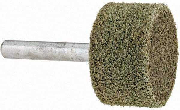 Grier Abrasives - 1-1/4" Head Diam x 3/4" Thickness, W228, Cylinder End, Aluminum Oxide Mounted Point - Green-Gray, Fine Grade, 30,520 RPM - Apex Tool & Supply