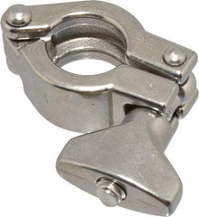 VNE - 3/4", Clamp Style, Sanitary Stainless Steel Pipe Clamp with Wing Nut - Tube OD Connection, Grade 304 - Apex Tool & Supply