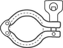 VNE - 3", Clamp Style, Sanitary Stainless Steel Pipe Double Hinged Clamp with Holed Wing Nut - Grade 304 - Apex Tool & Supply