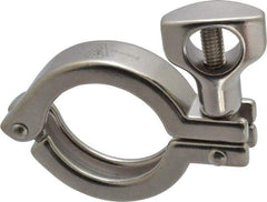 VNE - 1-1/2", Clamp Style, Sanitary Stainless Steel Pipe Clamp with Holed Wing Nut - Grade 304 - Apex Tool & Supply