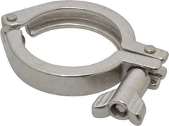 VNE - 2", Clamp Style, Sanitary Stainless Steel Pipe Clamp with Wing Nut - Grade 304 - Apex Tool & Supply