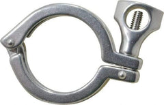 VNE - 2", Clamp Style, Sanitary Stainless Steel Pipe Clamp with Holed Wing Nut - Grade 304 - Apex Tool & Supply
