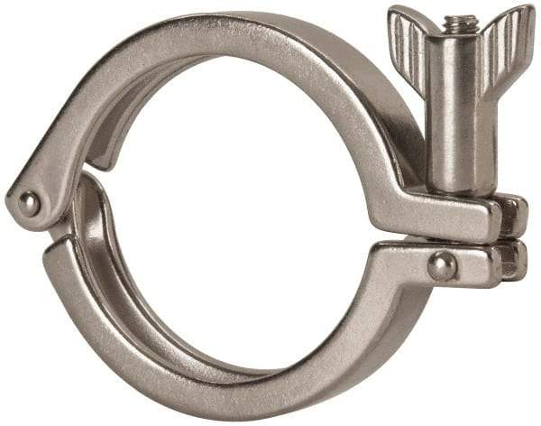 VNE - 2-1/2", Clamp Style, Sanitary Stainless Steel Pipe Clamp with Wing Nut - Grade 304 - Apex Tool & Supply