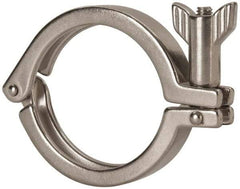 VNE - 2-1/2", Clamp Style, Sanitary Stainless Steel Pipe Clamp with Wing Nut - Grade 304 - Apex Tool & Supply
