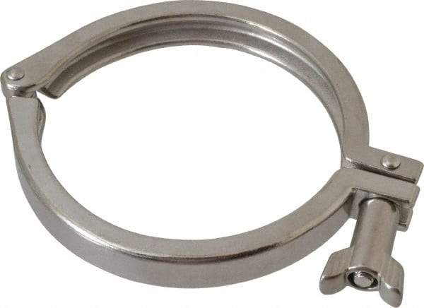 VNE - 4", Clamp Style, Sanitary Stainless Steel Pipe Clamp with Wing Nut - Grade 304 - Apex Tool & Supply