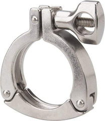 VNE - 2", Clamp Style, Sanitary Stainless Steel Pipe Three Piece Clamp with Holed Wing Nut - Grade 304 - Apex Tool & Supply