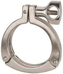 VNE - 2-1/2", Clamp Style, Sanitary Stainless Steel Pipe Three Piece Clamp with Holed Wing Nut - Grade 304 - Apex Tool & Supply