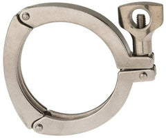 VNE - 3", Clamp Style, Sanitary Stainless Steel Pipe Three Piece Clamp with Holed Wing Nut - Grade 304 - Apex Tool & Supply