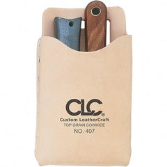 CLC - General Purpose Holster with 1 Pocket - Leather, Natural (Color), 4-1/4" Wide x 7-1/2" High x 1" Deep - Apex Tool & Supply