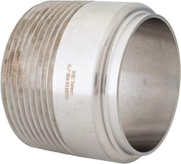 VNE - 2-1/2", Weld Style, Sanitary Stainless Steel Pipe Adapter - MNPT x Butt Weld Connection, Grade 304 - Apex Tool & Supply
