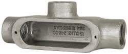 Cooper Crouse-Hinds - Form 5, T Body, 1" Trade, Rigid Malleable Iron Conduit Body - Oval, 7.05" OAL, 15 cc Capacity, Gray - Apex Tool & Supply