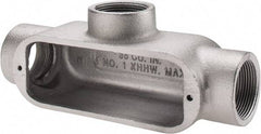 Cooper Crouse-Hinds - Form 5, T Body, 1-1/2" Trade, Rigid Malleable Iron Conduit Body - Oval, 9" OAL, 36 cc Capacity, Gray - Apex Tool & Supply