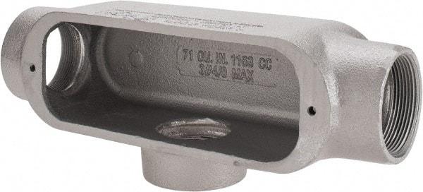 Cooper Crouse-Hinds - Form 5, T Body, 2" Trade, Rigid Malleable Iron Conduit Body - Oval, 11-1/2" OAL, 76 cc Capacity, Gray - Apex Tool & Supply