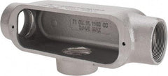 Cooper Crouse-Hinds - Form 5, T Body, 2" Trade, Rigid Malleable Iron Conduit Body - Oval, 11-1/2" OAL, 76 cc Capacity, Gray - Apex Tool & Supply