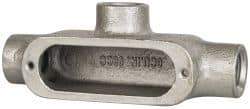 Cooper Crouse-Hinds - Form 5, T Body, 1/2" Trade, Rigid Malleable Iron Conduit Body - Oval, 5.38" OAL, 6 cc Capacity, Gray - Apex Tool & Supply