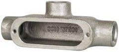 Cooper Crouse-Hinds - Form 5, T Body, 1/2" Trade, Rigid Malleable Iron Conduit Body - Oval, 5.38" OAL, 6 cc Capacity, Gray - Apex Tool & Supply