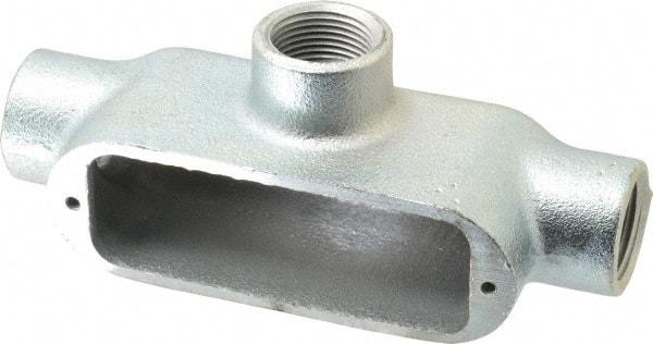 Cooper Crouse-Hinds - Form 5, T Body, 3/4" Trade, Rigid Malleable Iron Conduit Body - Oval, 6" OAL, 9-1/2 cc Capacity, Gray - Apex Tool & Supply