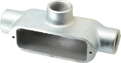 Cooper Crouse-Hinds - Form 5, T Body, 3/4" Trade, Rigid Malleable Iron Conduit Body - Oval, 6" OAL, 9-1/2 cc Capacity, Gray - Apex Tool & Supply