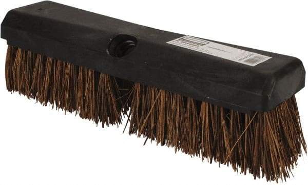 Rubbermaid - 2" Bristle Length, Palmyra Scrub Brush - 10" OAL, Tapered Handle, Brown, Plastic Block - Apex Tool & Supply