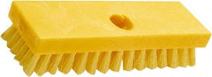 Rubbermaid - 1" Bristle Length, Polypropylene Scrub Brush - 8" OAL, Threaded Handle, Yellow, Plastic Block - Apex Tool & Supply