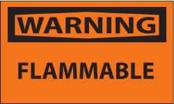 NMC - Warning - Flammable, Pressure Sensitive Vinyl Fire Sign - 5" Wide x 3" High - Apex Tool & Supply