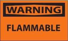 NMC - Warning - Flammable, Pressure Sensitive Vinyl Fire Sign - 5" Wide x 3" High - Apex Tool & Supply