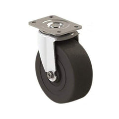 E.R. Wagner - 5" Diam x 2" Wide x 6" OAH Top Plate Mount Swivel Caster - Soft Rubber, 350 Lb Capacity, Roller Bearing, 2-3/4 x 3-3/4" Plate - Apex Tool & Supply
