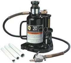 Omega Lift Equipment - 20 Ton Capacity Air-Actuated Bottle Jack - 9-3/4" to 18-3/4" High, 6" Piston Stroke, 3-7/8" Screw Length, 2" Screw Diam, 2" Plunger Diam, 7-1/4" Wide Base - Apex Tool & Supply
