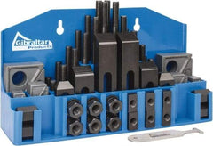 Gibraltar - 52 Piece Fixturing Step Block & Clamp Set with 1" Step Block, 5/8" T-Slot, 1/2-13 Stud Thread - 1" Nut Width, 3, 4, 5, 6, 7 & 8" Stud Lengths - Apex Tool & Supply