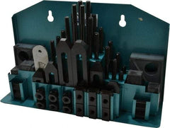 Gibraltar - 52 Piece Fixturing Step Block & Clamp Set with 1" Step Block, 9/16" T-Slot, 3/8-16 Stud Thread - 7/8" Nut Width, 3, 4, 5, 6, 7 & 8" Stud Lengths - Apex Tool & Supply