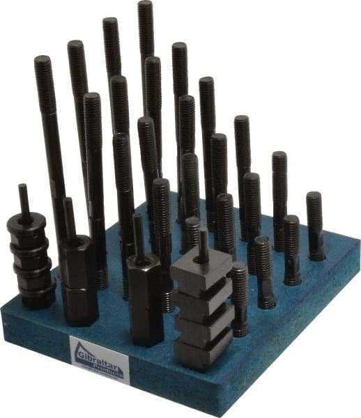 Gibraltar - 38 Piece, 1/2-13 Stud, 11/16" T Slot, T Nut & Stud Kit - 1-1/8" T-Slot Nut Width, 3, 4, 5, 6, 7, 8" Stud Lengths - Apex Tool & Supply