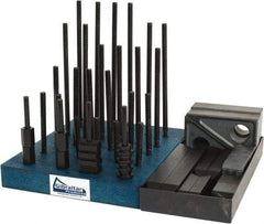 Gibraltar - 50 Piece Fixturing Step Block & Clamp Set with 1" Step Block, 7/16" T-Slot, 3/8-16 Stud Thread - 11/16" Nut Width, 3, 4, 5, 6, 7 & 8" Stud Lengths - Apex Tool & Supply