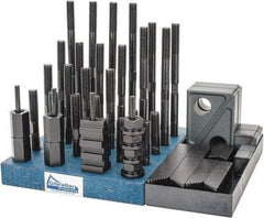 Gibraltar - 50 Piece Fixturing Step Block & Clamp Set with 1" Step Block, 5/8" T-Slot, 1/2-13 Stud Thread - 1" Nut Width, 3, 4, 5, 6, 7 & 8" Stud Lengths - Apex Tool & Supply