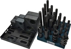Gibraltar - 50 Piece Fixturing Step Block & Clamp Set with 1-1/2" Step Block, 11/16" T-Slot, 5/8-11 Stud Thread - 1-1/8" Nut Width, 3, 4, 5, 6, 7 & 8" Stud Lengths - Apex Tool & Supply