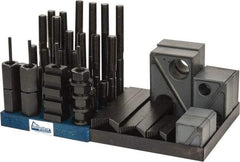 Gibraltar - 50 Piece Fixturing Step Block & Clamp Set with 1-1/2" Step Block, 13/16" T-Slot, 3/4-10 Stud Thread - 1-1/4" Nut Width, 3, 4, 5, 6, 7 & 8" Stud Lengths - Apex Tool & Supply