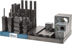 Gibraltar - 50 Piece Fixturing Step Block & Clamp Set with 1-1/2" Step Block, 7/8" T-Slot, 3/4-10 Stud Thread - 1-1/2" Nut Width, 3, 4, 5, 6, 7 & 8" Stud Lengths - Apex Tool & Supply