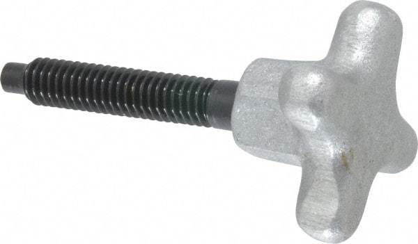 Gibraltar - 5/16-18 Lobed Shoulder Dog Point Tip Steel Thumb Screw - 2-5/8" OAL, 1-1/2" Head Diam x 7/8" Head Height, Black Oxide Finish - Apex Tool & Supply