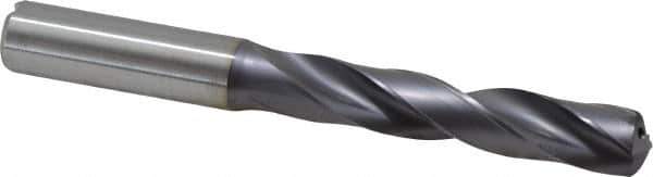 Kennametal - 1/2" 140° Solid Carbide Jobber Drill - TiAlN Finish, Right Hand Cut, Spiral Flute, Straight Shank, 4.8819" OAL, Standard Point - Apex Tool & Supply