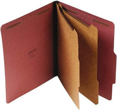 UNIVERSAL - 8-1/2 x 11", Letter Size, Red, Classification Folders with Top Tab Fastener - 25 Point Stock, Right of Center Tab Cut Location - Apex Tool & Supply