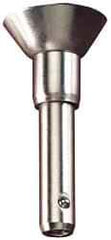 Jergens - 3/8" Diam, 4" Usable Length, Button Handle, Push Button Quick Release Pin - 5-13/32" Overall Length, Grade 17-4 Stainless Steel, Passivated Finish - Apex Tool & Supply