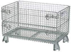 Nashville Wire - 32" Long x 20" Wide x 16" High Steel Basket-Style Bulk Folding Wire Mesh Container - 1,000 Lb. Load Capacity - Apex Tool & Supply