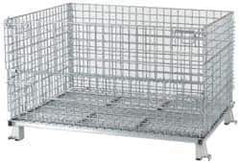 Nashville Wire - 48" Long x 40" Wide x 30" High Steel Basket-Style Bulk Folding Wire Stackable Container - 4,000 Lb. Load Capacity - Apex Tool & Supply
