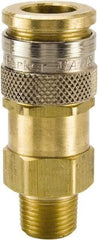 Parker - 3/8-18 Male NPTF European High Flow Pneumatic Hose Coupler - Brass, 3/8" Body Diam - Apex Tool & Supply