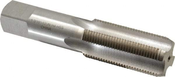 Interstate - 1-3/16 - 12 UNS 4 Flute Bright Finish High Speed Steel Straight Flute Standard Hand Tap - Bottoming, Right Hand Thread, 4" OAL, 1-1/2" Thread Length, H4 Limit, Oversize - Apex Tool & Supply
