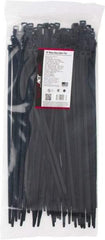 Made in USA - 15.093" Long Black Nylon Standard Cable Tie - 120 Lb Tensile Strength, 1.93mm Thick, 103.19mm Max Bundle Diam - Apex Tool & Supply
