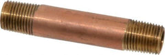 Merit Brass - 2" Long, 1/8" Pipe Threaded Brass Pipe Nipple - BSPT Thread, Red Brass - Apex Tool & Supply