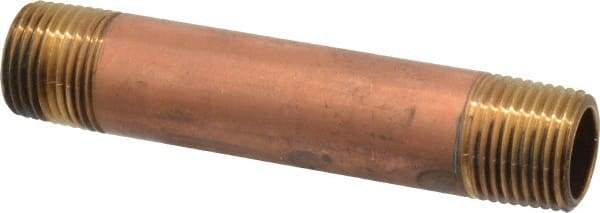 Merit Brass - 4" Long, 1/2" Pipe Threaded Brass Pipe Nipple - BSPT Thread, Red Brass - Apex Tool & Supply